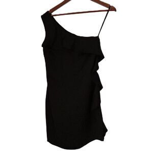 Nine West Dress Women 2 Black Ruffle 1 Shoulder Salsa Party Elegant Cocktail